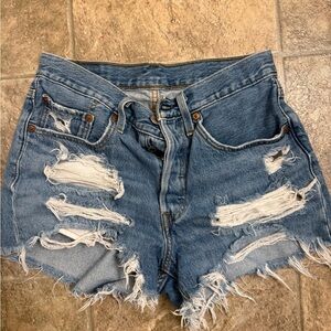 Levi's Blue Distressed Jean Shorts
